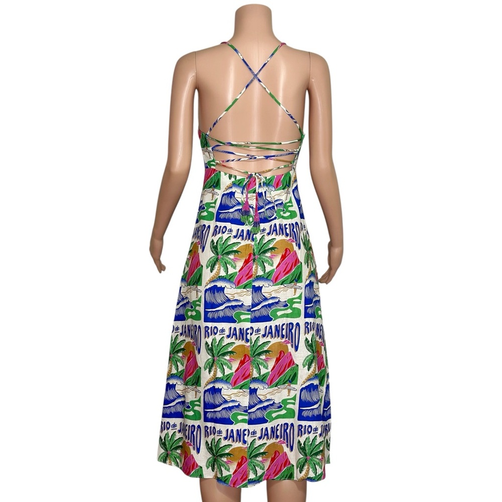 FARM RIO Carioca Posters Midi Dress, Off-White, XS - Picture 7 of 11